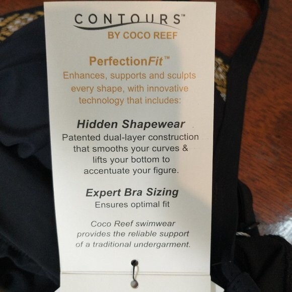 Coco Reef Tankini Top 8/32C Contours Gemma Black Coastal Edge Aztec New - Picture 10 of 10